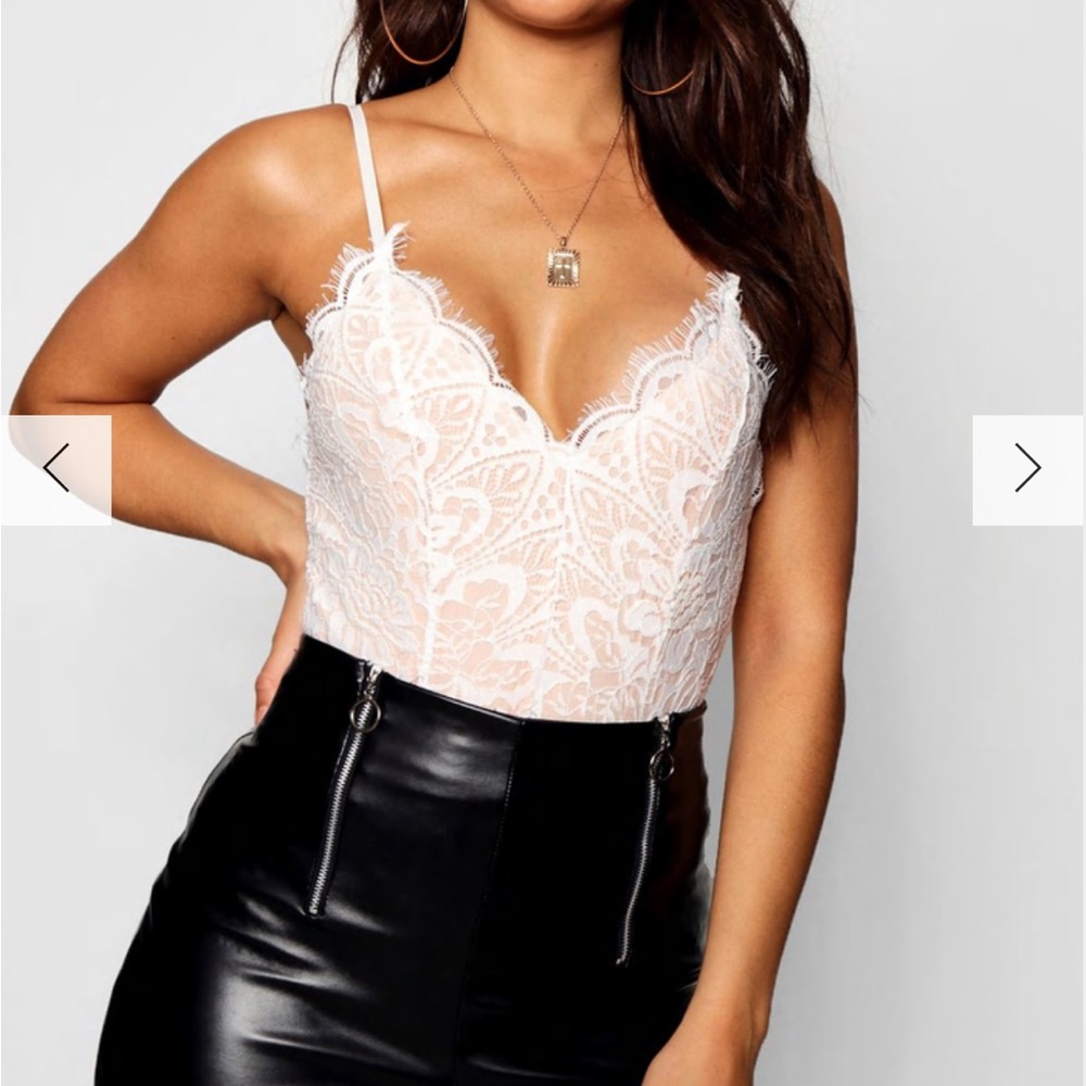 Boohoo Eyelash Lace Bodysuit NWT